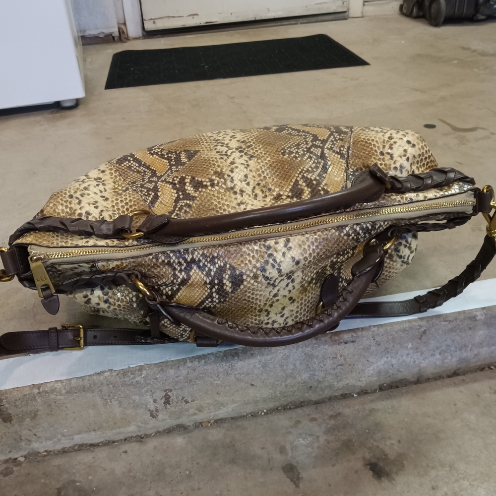Ralph Lauren Python Pattern Bag with Dark Brown Trim - Picture 7 of 13